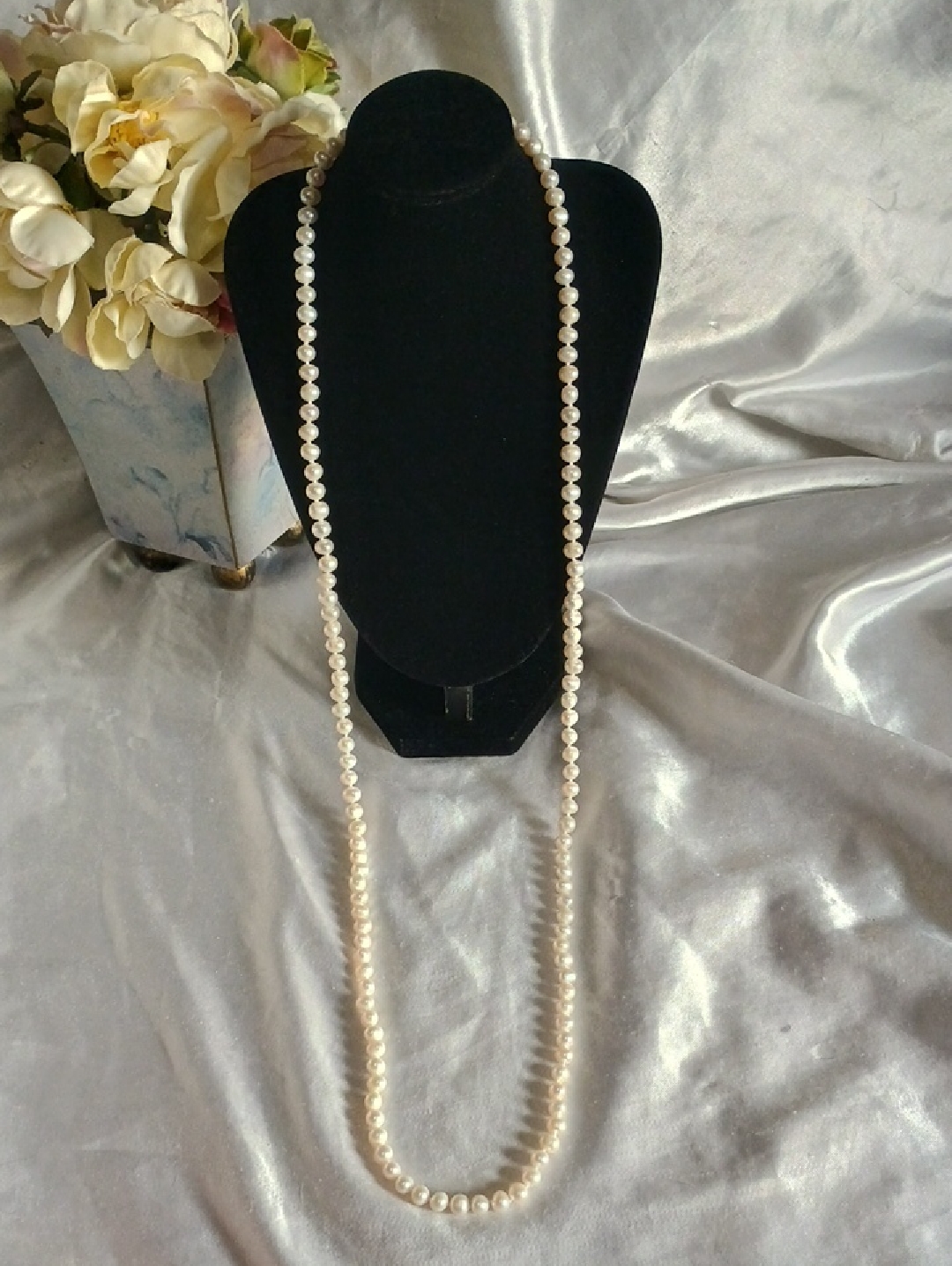Genuine Pearl Necklace Long 36 In Inches Endless Strand Of Pearls